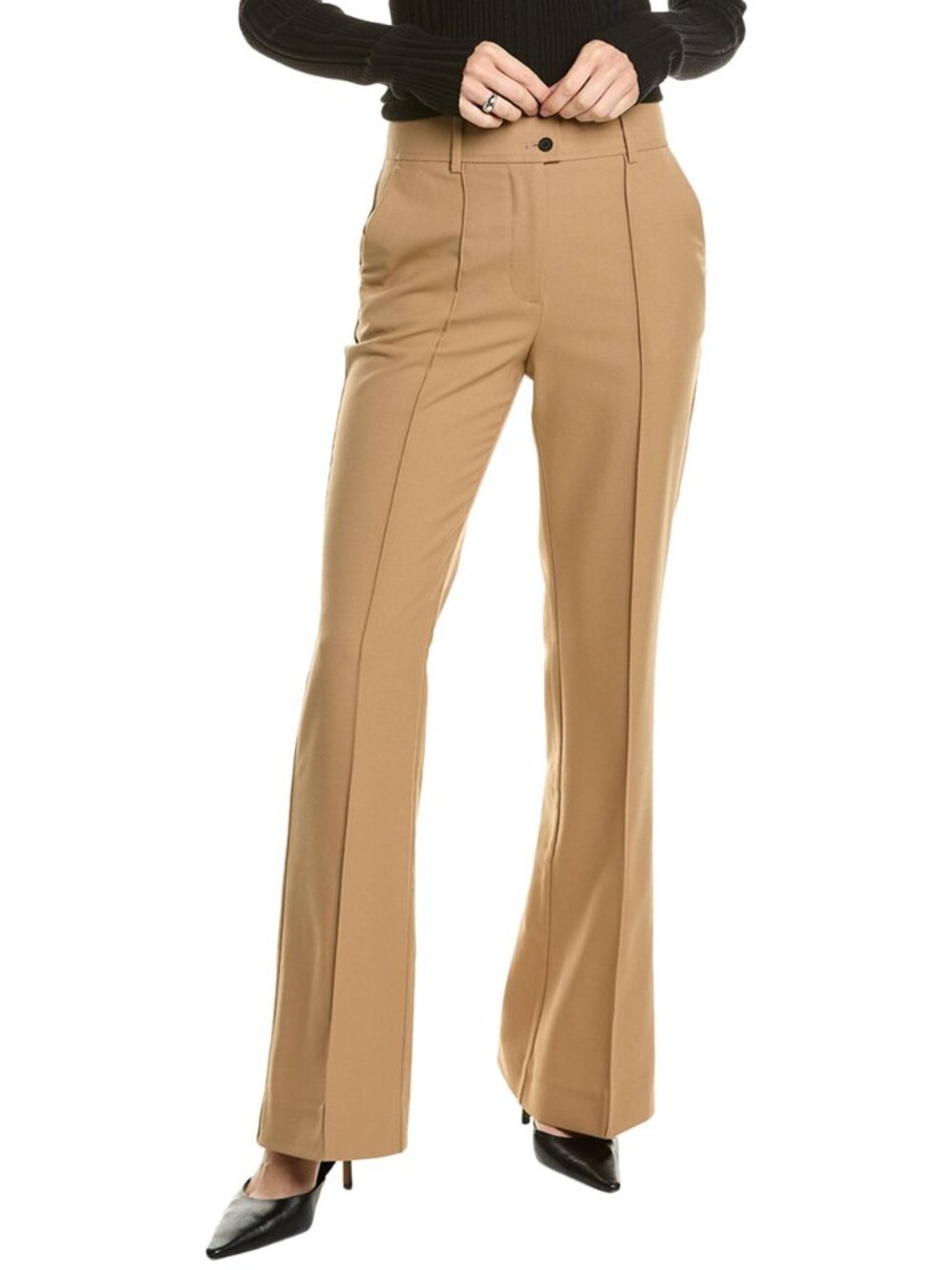 AllSaints Sevenh Women’s Wool-Blend Trouser, UK 12/US 8 – NWT, Camel Brown